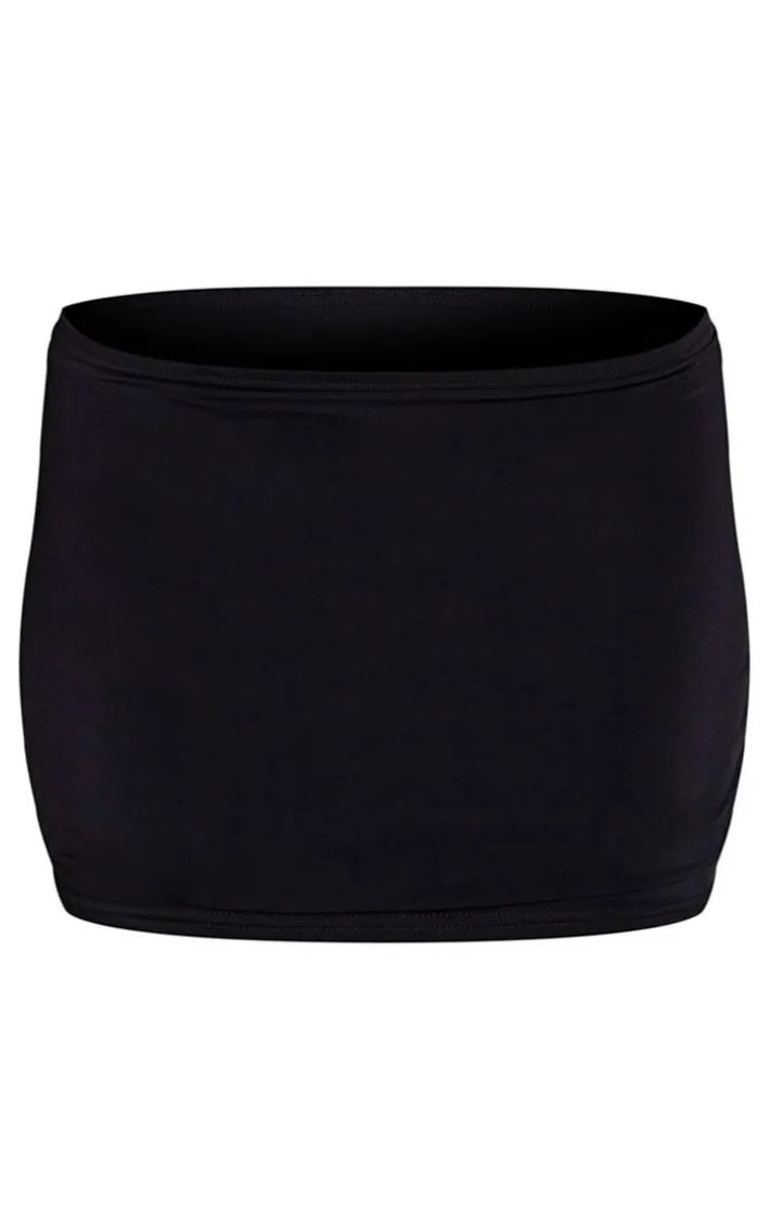 Black Low Rise Slinky Micro Mini Skirt