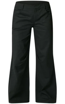 Black Low Rise Twill Wide Leg Pants