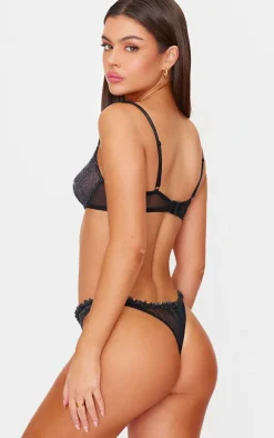 Black Lurex Mesh Lingerie Set