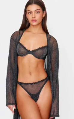 Black Lurex Mesh Lingerie Set