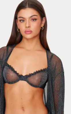 Black Lurex Mesh Maxi Robe