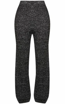 Black Marl Knit Wide Leg Pants