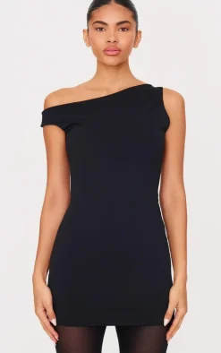 Black Matte Asymmetric Mini Dress