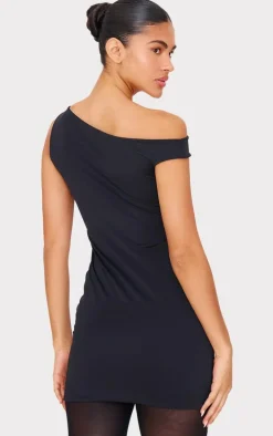 Black Matte Asymmetric Mini Dress