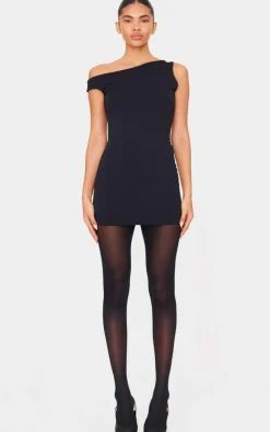Black Matte Asymmetric Mini Dress