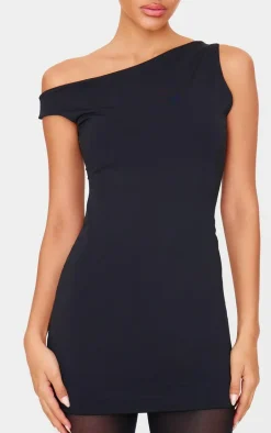 Black Matte Asymmetric Mini Dress
