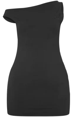 Black Matte Asymmetric Mini Dress