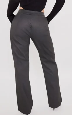 Black Matte Faux Leather Straight Leg Pants