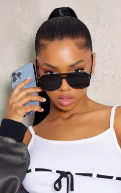 Black Matte Ombre Aviator Sunglasses