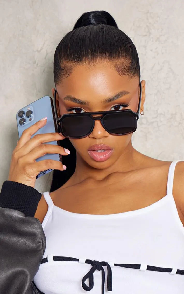 Black Matte Ombre Aviator Sunglasses