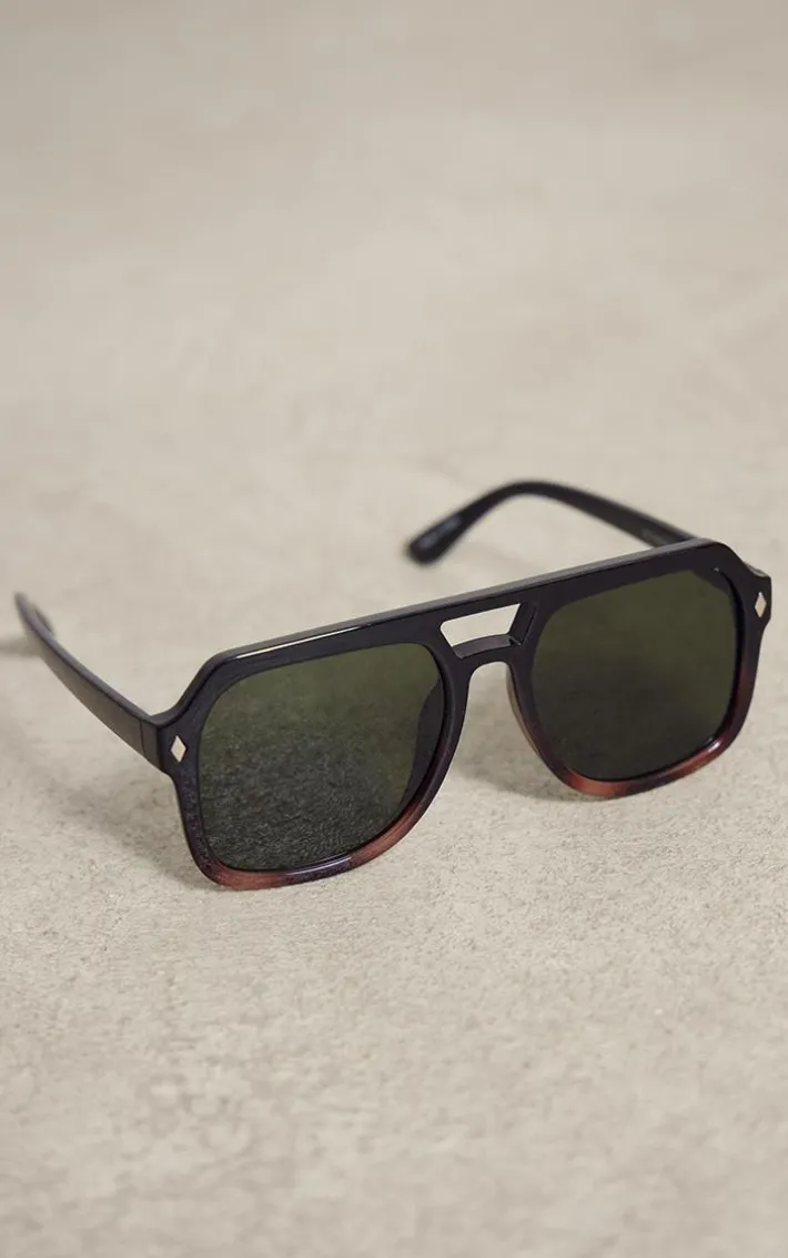 Black Matte Ombre Aviator Sunglasses