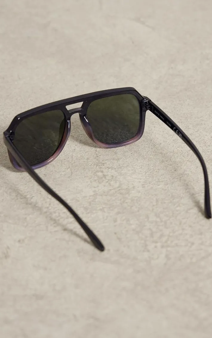 Black Matte Ombre Aviator Sunglasses