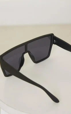 Black Matte Oversized Square Frame Sunglasses