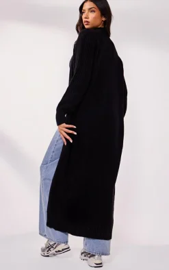 Black Maxi Knitted Cardigan