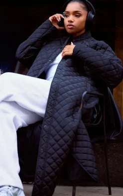 Black Maxi Quilted Coat