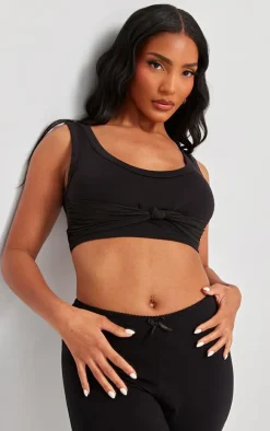 Black Mesh Bust Overlay Crop Top