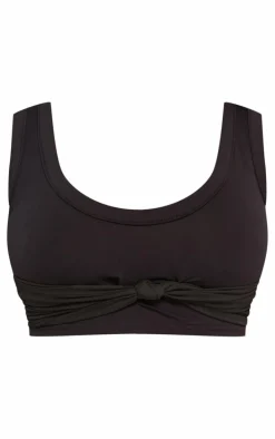 Black Mesh Bust Overlay Crop Top