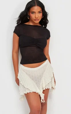 Black Mesh Bust Panel Detail Tshirt