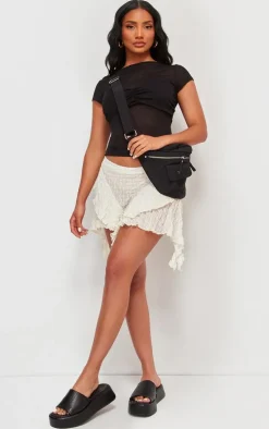 Black Mesh Bust Panel Detail Tshirt