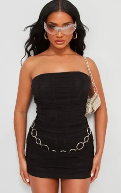 Black Mesh Corset Bandeau Mini Dress