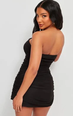 Black Mesh Corset Bandeau Mini Dress