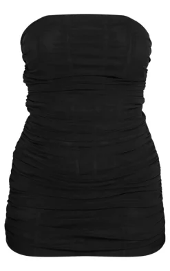 Black Mesh Corset Bandeau Mini Dress