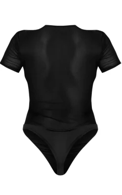 Black Mesh Cut Out Diamante Bodysuit