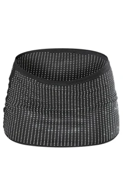 Black Mesh Diamante Low Rise Micro Mini Skirt