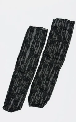 Black Mesh Flower Ankle Socks