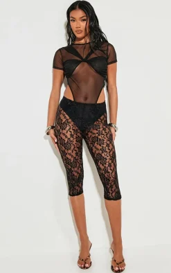 Black Mesh Knot Bust Panel Detail Body