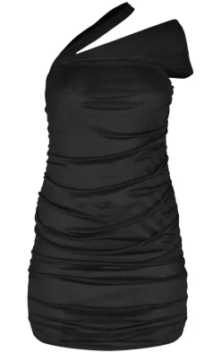 Black Mesh Neck Detail Mini Dress