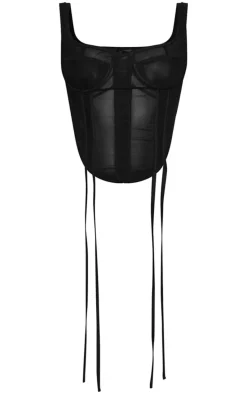 Black Mesh Panelled Extreme Ruched Extreme Micro Mini Skirt