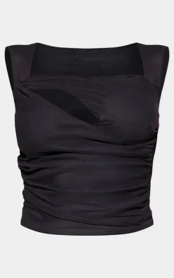 Black Mesh Sheer Cut Out Top