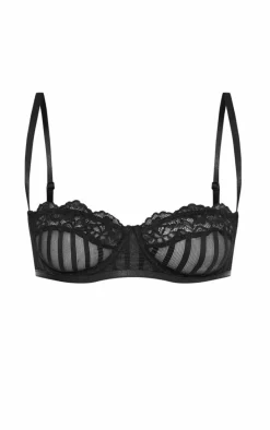 Black Mesh Stripe Underwired Bra