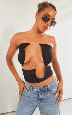 Black Mesh Wiring Detail Crop Top