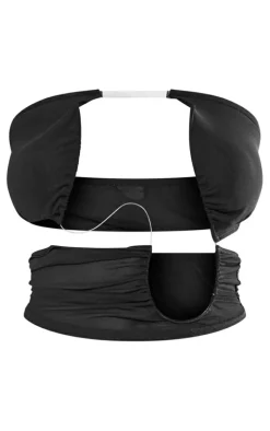 Black Mesh Wiring Detail Crop Top