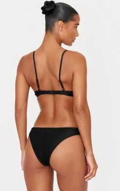 Black Metallic Crinkle Underwired Bikini Top