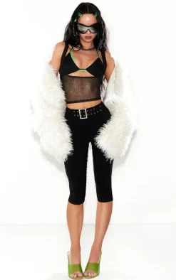 Black Metallic Knit Bra Detail Top