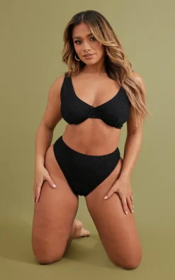 Black Mix & Match Crinkle Fuller Bust Underwired Bikini Top