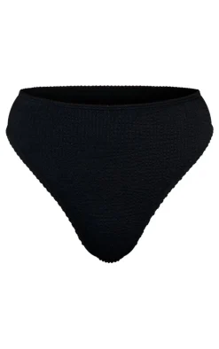 Black Mix & Match Crinkle High Waist High Leg Bikini Bottoms