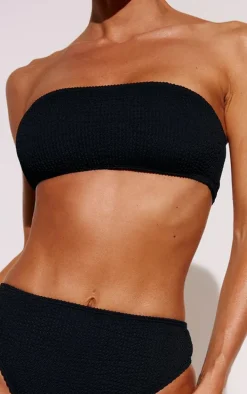 Black Mix & Match Crinkle Bandeau Bikini Top