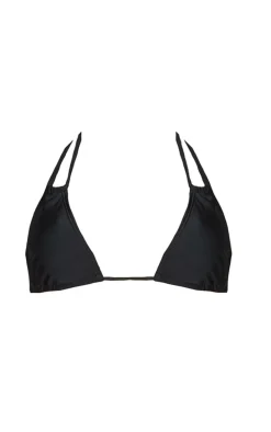 Black Mix & Match Halterneck Mini Ruched Triangle Bikini Top