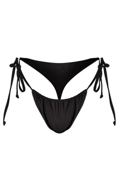 Black Mix & Match Tie Side Thong Bikini Bottoms