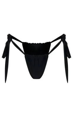 Black Mix And Match Wide Tie Side Bikini Bottoms