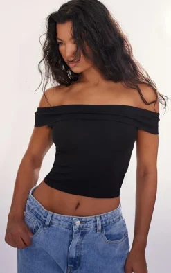 Black Modal Cotton Bardot Long Top