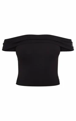 Black Modal Cotton Bardot Long Top