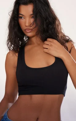Black Modal Cotton Crop Bralet