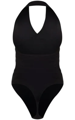 Black Modal Cotton Halter Bodysuit