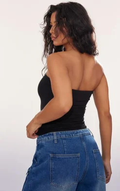 Black Modal Cotton Longline Bandeau