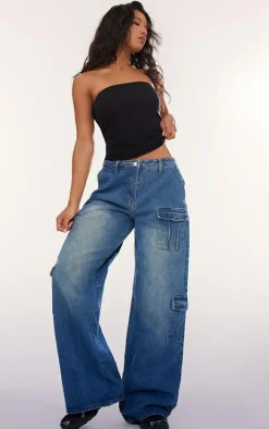 Black Modal Cotton Longline Bandeau